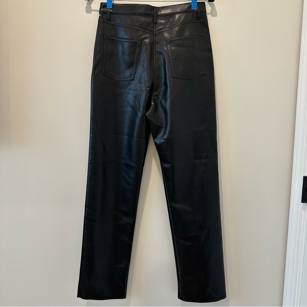 Aritzia Wilfred Melina Faux Leather Pants High Rise Straight Leg Black Size 6 - Picture 14 of 15